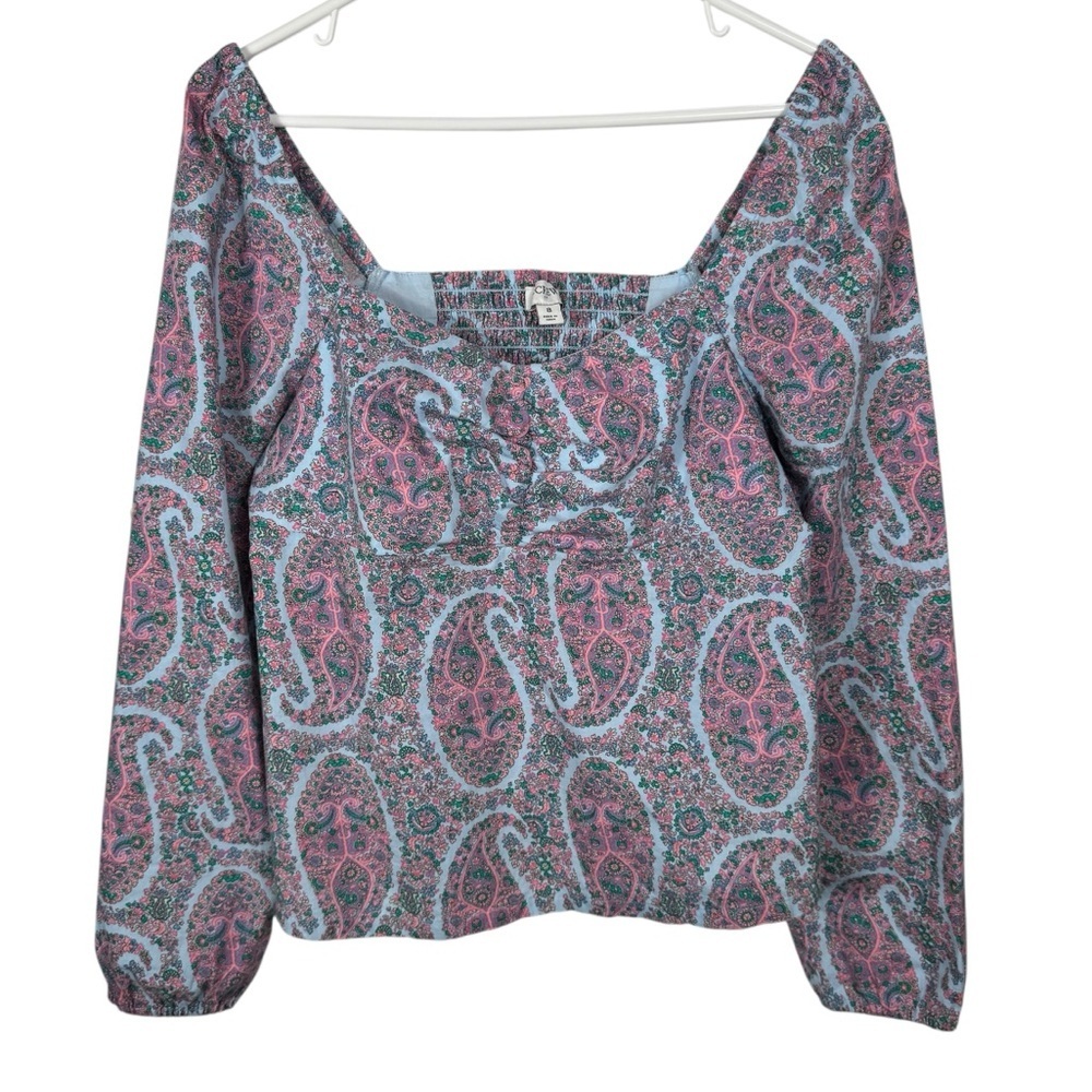 J.Crew Long-Sleeve Sweetheart Top, Floral Paisley, Size 8